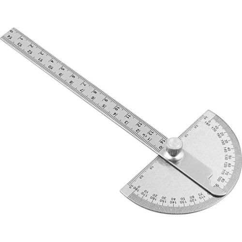 14.5cm 180 Degree Adjustable Protractor Multifunction Stainless Steel Roundhead Angle Ruler Mathematics Measuring Tool