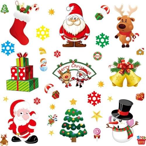 Christmas Electrostatic Wall Sticker Christmas Glass Window Stickers Santa Claus Sticker Christmas New Year Decor Supplier