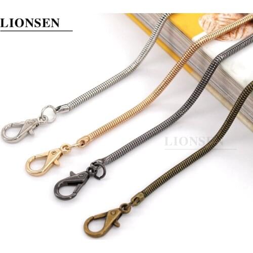 Lionsen 120cm / 0.42cm Snake Replacement Chain Strap Metal link Clasp Purse Chain Bag Handle Shoulder Cross Body Handbags Chain