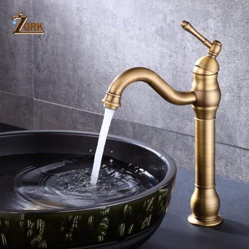 ZGRK Basin Faucets Antique 1 Lever Hole basin faucet Plus High basin hot and cold copper European Faucet SLT001-F