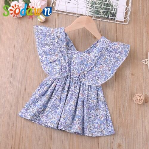 Sodawn 2021 Summer New Girls Clothes Fashion Floral Blouse Top For Girl Kid Clothes Children Clothes