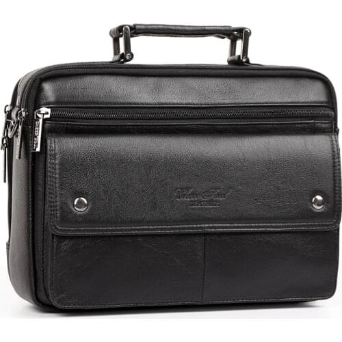 Mens Shoulder Bags Genuine Leather Business Totes Small Flap Casual Messenger Bag Male Crossbody Bags iPad Office Handbags 2018