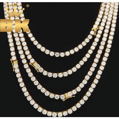 Stainless Steel Cubic Zirconia CZ Tennis Chains 4mm&5mm&6mm Width Gold Silver Color Fashion Hiphop Iced Out Necklace Jewelry