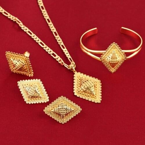 Ethiopian Traditional Festivals Jewelry Set Ethiopians Cross 24k Gold Color Eritrea Ethiopian Orthodox Tewahedo Church