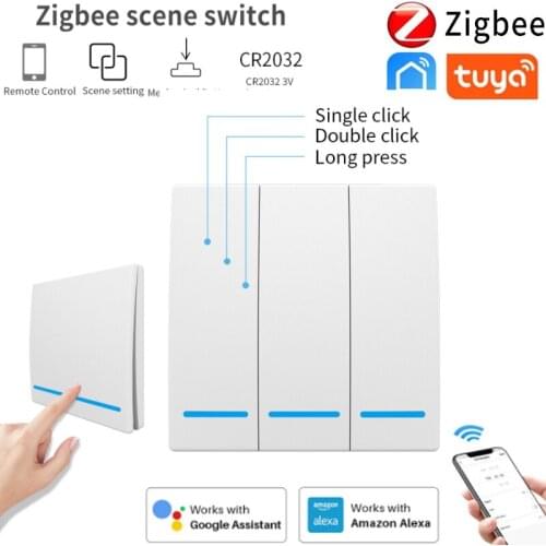 Tuya Zigbee3.0 Smart Touch Wall Switch 1/2/3Gang Free Wiring Free Pasting Scene Remote Control Work With Alexa Google Home