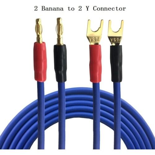 1m 2m 3m 5m - 2 Banana to 2 Y Spade Jack Plug Surround Speaker Audio Cable Home Theater Amplifier Speaker Speakon Wire Cords