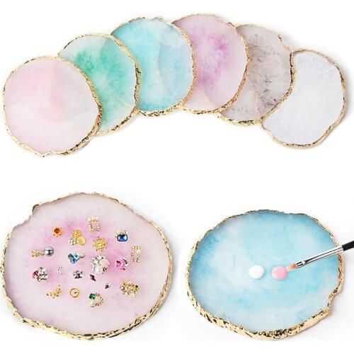 1Pcs Resin Stone Color Palette False Nail Tips Drawing Nail Color Board for Nail Color Mixing Display Manicure Polish Gel Tools