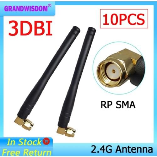10pcs 2.4GHz WiFi Antenna 3dBi Aerial RP-SMA Male Connector 2.4 ghz antena 2.4G wi fi antenne For Wireless Router Booster