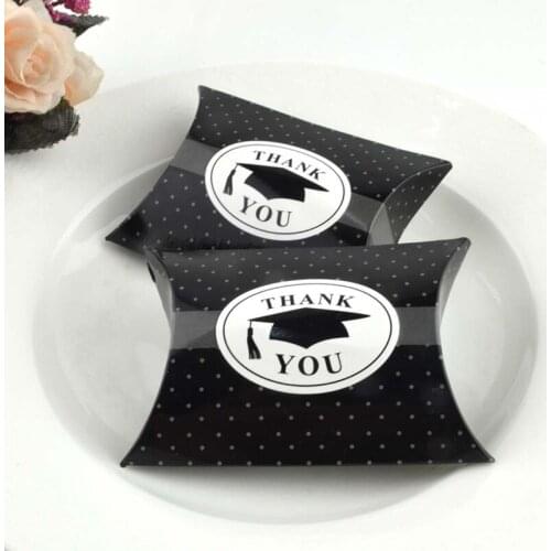 10pcs Black Laser Cut European Pillow Thanks You Wedding Candy Boxes Favor Paper Gift Boxes Wedding Brithday Party Decoration