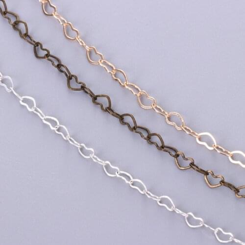 1Meter 3.2mm Necklace Heart Star Chain Silver Gold Copper Link Chains Bracelet for Jewelry Making DIY Handmade Craft Wholesale