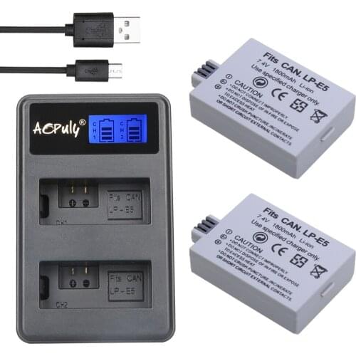 2pcs LP-E5 LP E5 LPE5 Battery + LCD USB DUAL Charger For Canon 450D 500D 1000D Kiss Digital X2 X3 F Rebel XSi Xli XS Camera