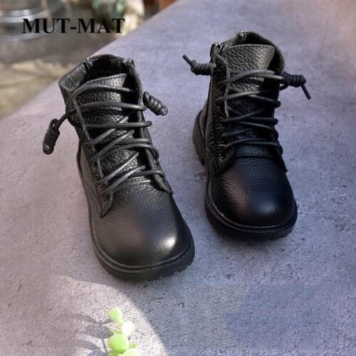 2020 Leather first layer cowhide Plush Warm Winter Martin boots girls' short boots winter boys' cotton boots childrens boots