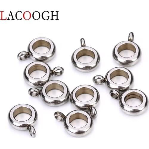 New Fashion 5pcs/set Stainless Steel 5mm Hole Spacer Bail Beads Charms for DIY Bracelets 8mm Silver Color Loose Beads Connector