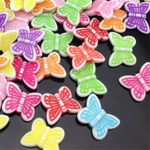 100 pcs 14mm White Acrylic Cube Butterfly Letter Alphabet Beads spacer