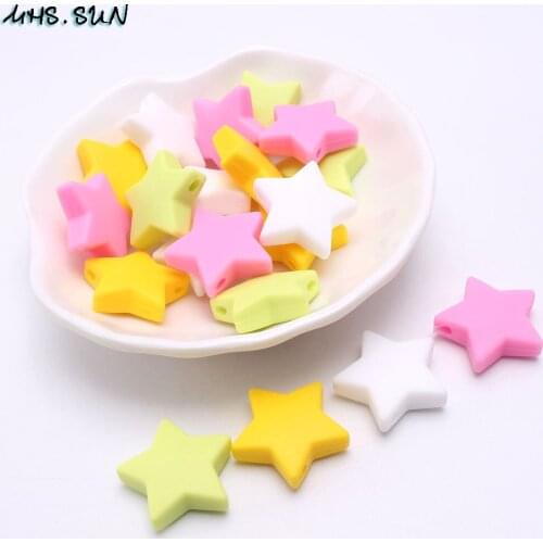 MHS.SUN 50PCS Baby Chewable Food grade Silicone Star Beads For Teething Pacifier Chain DIY Necklace Holder Accessories Gifts