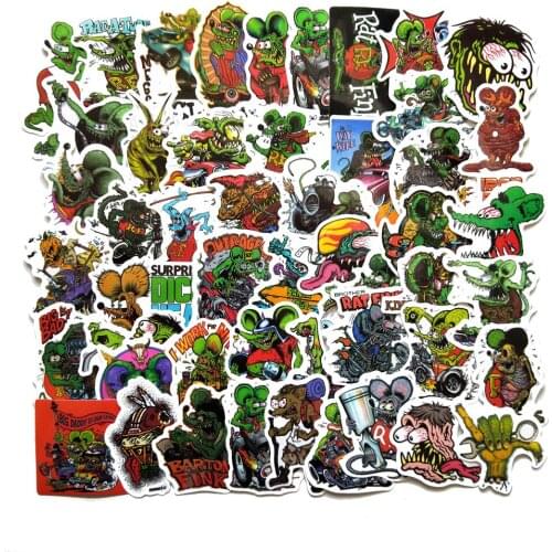 50pcs waterproof 2021 Rat fink Mouse Stickers for Mobile Phone Laptop Luggage Guitar Case Skateboard Bike Car Stickers