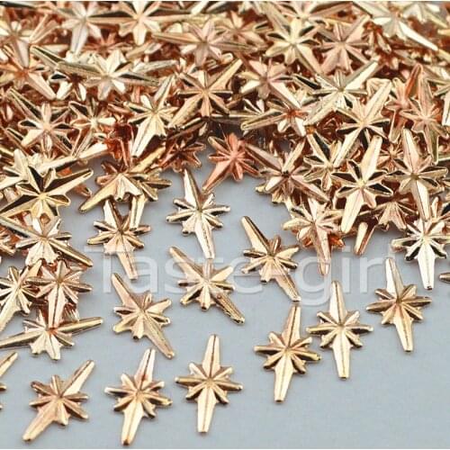 500PCS champagne gold matel Rhinestones For 3D Nail Art Tips Decoration beauty Styling Accessories Tools Cross Star design