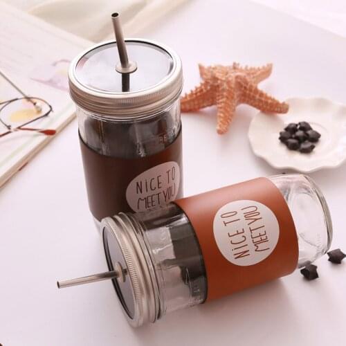 650ml Large Capacity Creativity Glass Bottle Mason Jar Creative Drinking Cup with Lid Cold Drink Juice Milk Cup