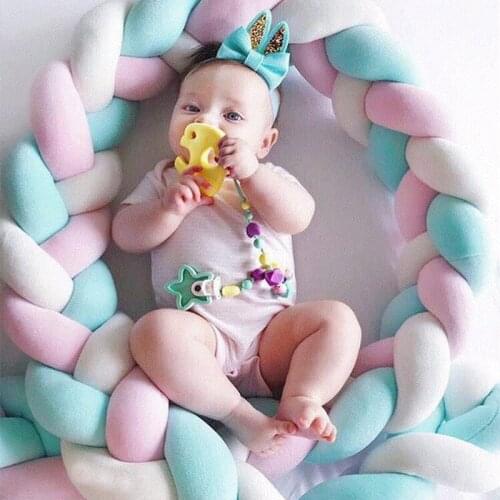 Baby Bed Bumper Pure Color Weaving Knot Design Newborn Crib Pad Protection Cot Bumpers Bedding Accessories for Infant Room Decor