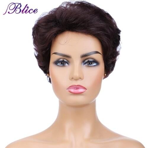 Blice Synthetic Wig Machine Made Short Wig 130% Destiny Natural Wave Hair Wigs For Women
