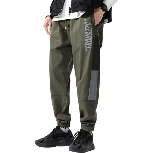 New Mens Cooton Casual Pants Japanese Streetwear Hip Hop Joggers Harem Pants Men Fashion Side Letter Print Sport Pants Trousers
