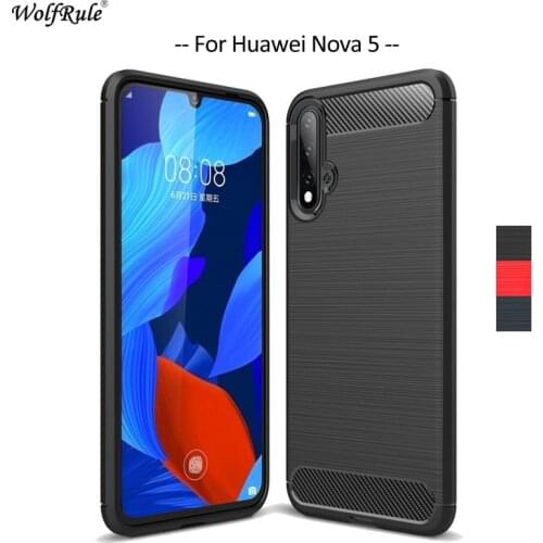 Carbon Fiber Phone Case For Huawei Nova 5 Case Soft TPU Back Cover For Huawei Nova 5 Protective Phone Bumper SEA-AL00 6.39