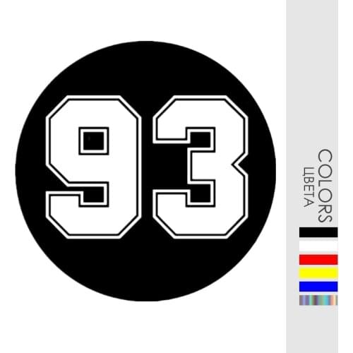 CK20929# Vinyl Decal Number 93 Car Sticker Waterproof Auto Decors on Bumper Rear Window Laptop
