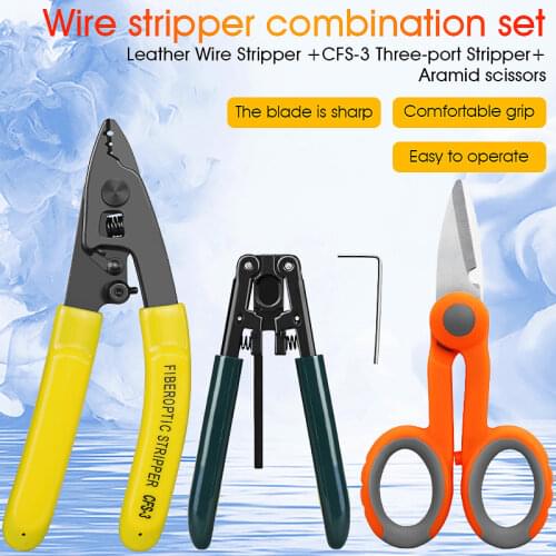 COMPTYCO Free Shipping 3 packs Fiber Optic Tool Kit Scissors Double Hole Pliers Stripper and Fiber Optic Stripper CFS-3