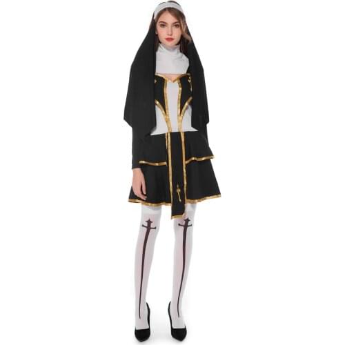 Virgin Mary Sexy Nun Costume Adult Women Halloween Party Fantasia Cosplay Nun Uniform halloween costumes for women adult