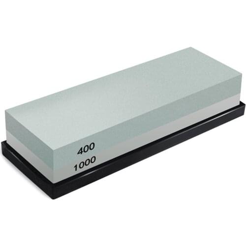 Hot sale Whetstone 2-IN-1 Sharpening Stone 400/1000 Grit Waterstones, Knife Sharpener Rubber Stone Holder Included