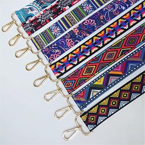 HJKL handbag shoulder strap accessory ladys bag anti-gravity wide shoulder strap short back strap ethnic wind color ribbon tide