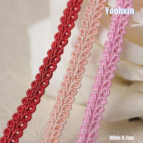 1CM Wide HOT cotton Embroidery White red flower lace fabric trim ribbon DIY sewing applique collar guipure cord dress decor