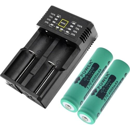 2Pcs 18650 Lithium Rechargeable Battery 3.7 V 4500mah 18650 Li Ion Batteries With Charger For Video Doorbell Camera Laptop