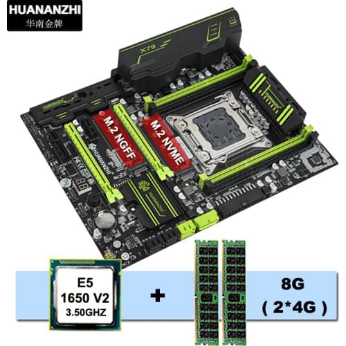 HUANANZHI LGA2011 X79 Motherboard with M.2 Slot and CPU Xeon E5 1650 V2 3.5GHz RAM 8G DDR3 REG ECC