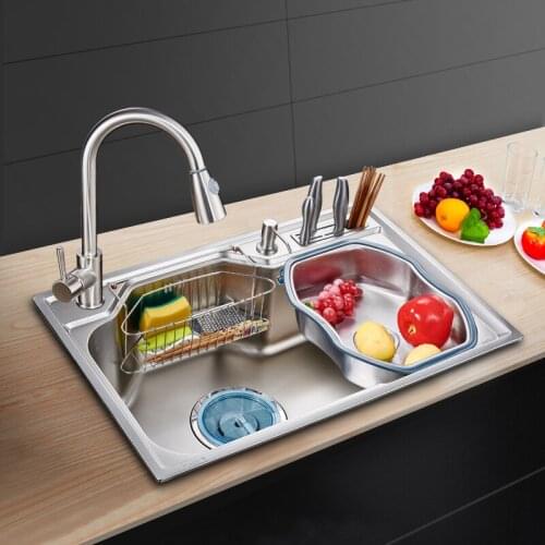 Multi - functional nano kitchen 304 stainless steel sink large single-slot tool holder dish washing pool thickening wx4181026