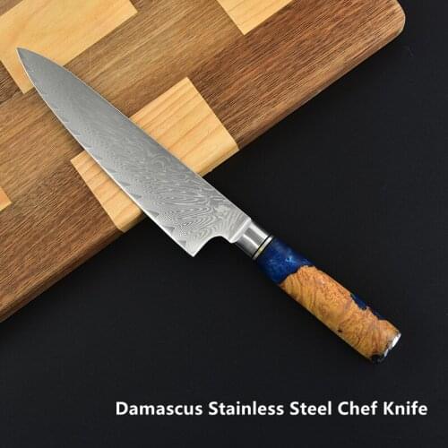 Damascus Steel Knives Multifunctional Wooden Handle Kitchen Knife High Hardness Sharp VG10 Cuisine Fish Sashimi Japanese Knife