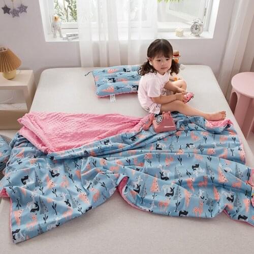 Baby Colorful Cartoon Flamingo Blanket Infant Smoothing Comfort Air Conditioner Room Swaddle Child Spring Blanket Double Layer