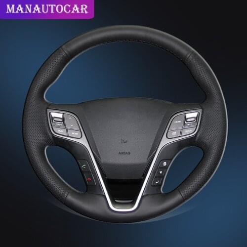 Car Braid On The Steering Wheel Cover for Hyundai Santa Fe 2013-2018 ix45 2013 2014 2015 2016 Auto Cover Interior Car-styling