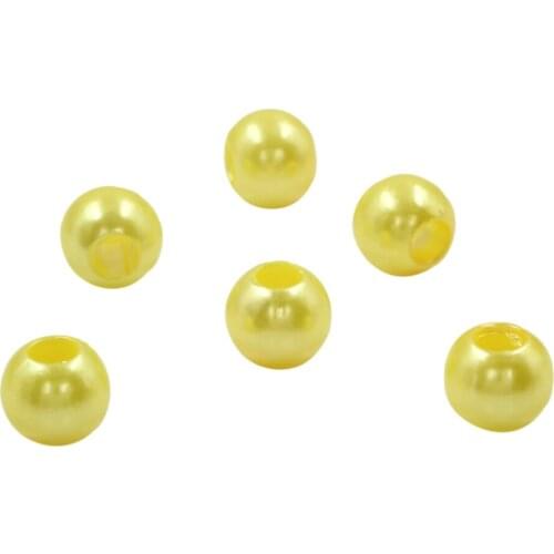 Wholesales 50pcs Yellow Acrylic Shiny Simulated Pearl Rondelle Loose Large Hole Charm Beads Fit European Jewelry Bracelet