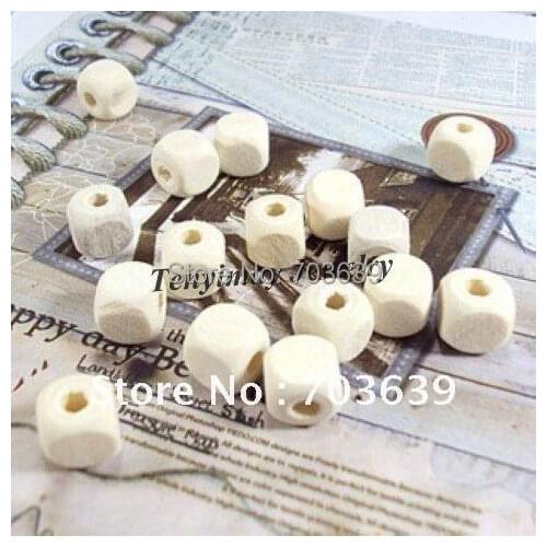 Original Color 10mm Cubic Wood Beads Fashion Wood Accessory For DIY 400pcs/Lot