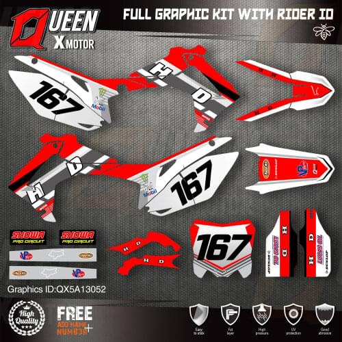QUEEN X MOTOR Custom Team Graphics Backgrounds Decals Stickers Kit For HONDA 2014-2017 CRF250R 2013-2016 CRF450R 052