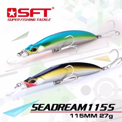 SFT SEADREAM 115S 115mm/27g Sinking Minnow Lure With Nice Box Wobbler Fishing Lure Pesca leurre 14 colors