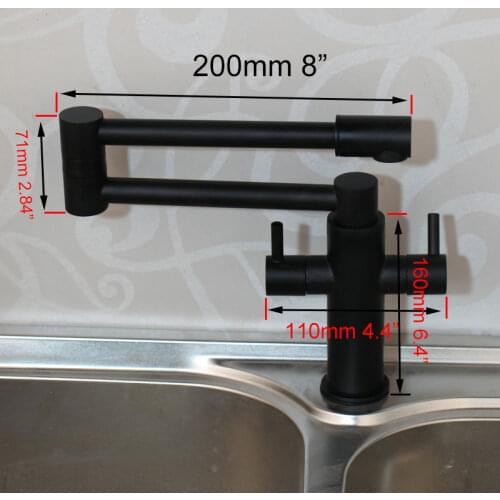 JIENI Solid Brass Black ORB Antique Brass 360 Swivel Kitchen Faucet Spray Dual Handles Kitchen Vessel Sink Faucet Mixer Tap