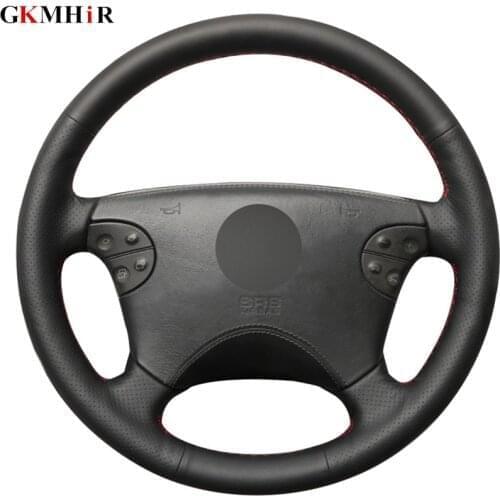 Hand-stitched Black Artificial Leather Car Steering Wheel Cover for Mercedes-Benz W210 E-Class E320 2000 2001 2002