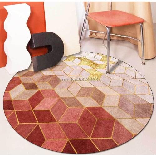 Light Luxury Nordic Gold Pink Geometric Gradient Diamond Lattice Living Room Bedroom Non-slip Mat Carpet