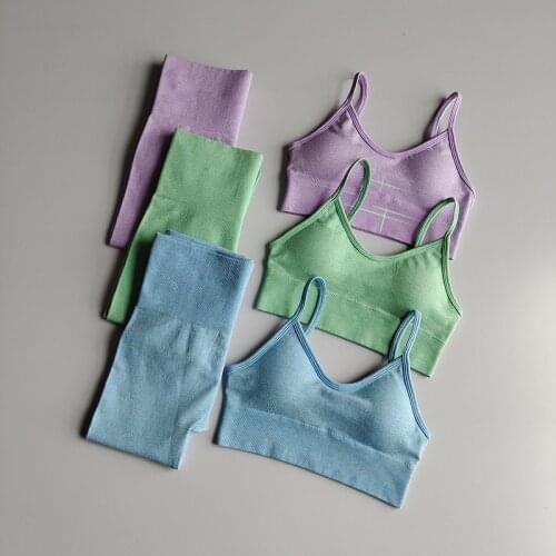 Luminous Workout Set Women Seamless Laser Yoga Suit Sportswear Fitness Clothes Clothing Gym Leggings Sports Yoga Set Active Wear