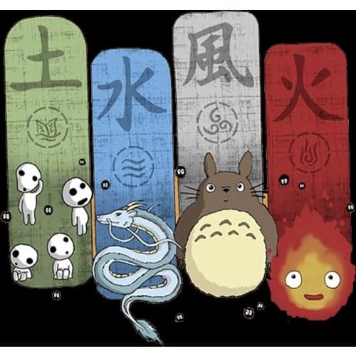 Iron on Wind fire soil and water Patches Heat Transfer Stickers for DIY Cartoon T-shirt Iron-On Transfers Decoration Applique