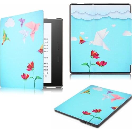 Slim Print Flip PU Leather Magnet Smart Shell Funda Capa Cover Case For Amazon Kindle Oasis 2017 7" Tablet Funda Protector Coque