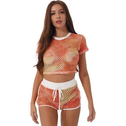 Women Sports Sets Summer Casual Suit Running Tracksuits Hollow Out Gym Yoga Tennis Outfits Short Sleeves T-shirt and Shorts Set