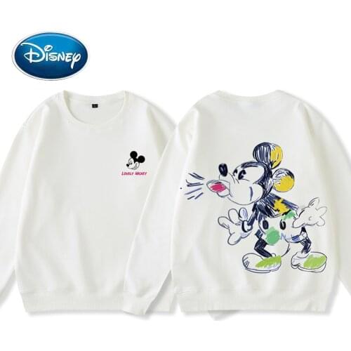 Disney Fashion Back Mickey Mouse Cartoon Print Unisex Harajuku Women Couples Sweatshirt O-Neck Long Sleeve Tops 8 Colors Female